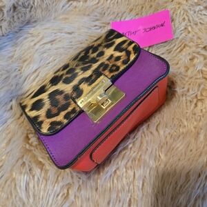 Betsey Johnson Leopard and Purple Mini Bag